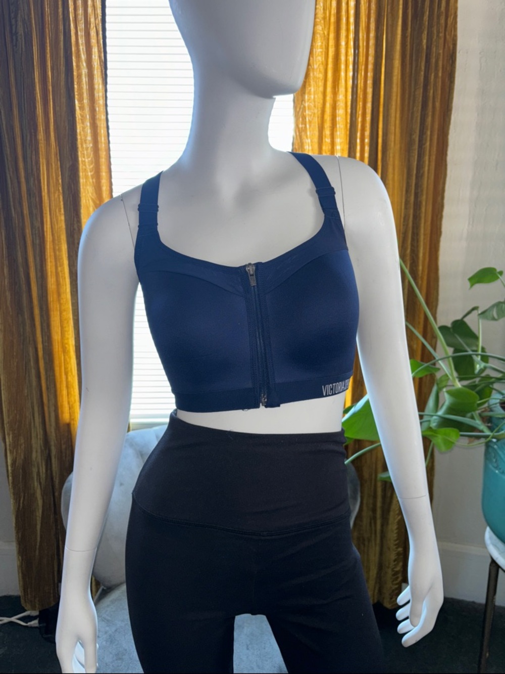 Victoria's Secret Navy Front-Zip High-Support Sports Bra